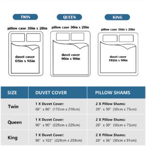 XIUCOO Custom Blue Striped Anchor Name Duvet Cover Set with 2 Pillow Shams Bedding Sets Personalized Quilt Cover for Birthday Wedding Queen Size Gift