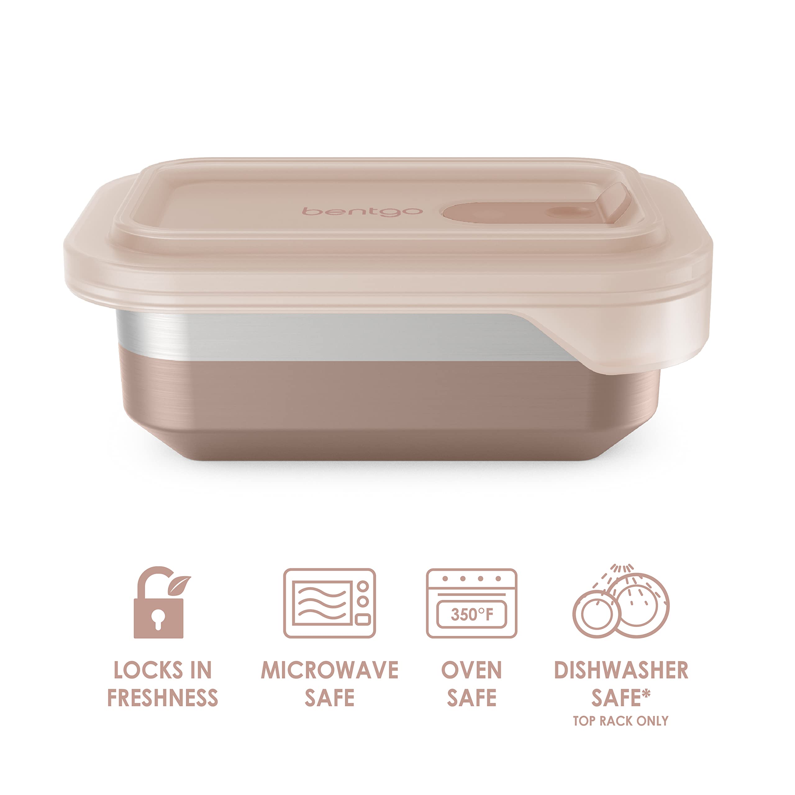 Bentgo MicroSteel Heat & Eat Container - Microwave-Safe, Sustainable & Reusable Stainless Steel Food Storage Container with Airtight Lid for Eco-Friendly Meal Prepping (Snack Size - 2 Cups)