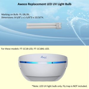 Awoco Replacement LED Tube PL-18L 5 W LED UV Light Bulb for Wall Mount Sticky Fly Trap Lamp FT-1C18-LED (PL-18L)