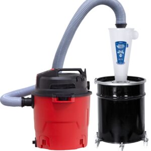 Oneida Air Systems Dust Deputy 2.5 Deluxe Cyclone Separator Kit with 10-Gallon Mobile Steel Dust Bin for Wet/Dry Shop Vacuums (DD 2.5 Deluxe 10-Gal)