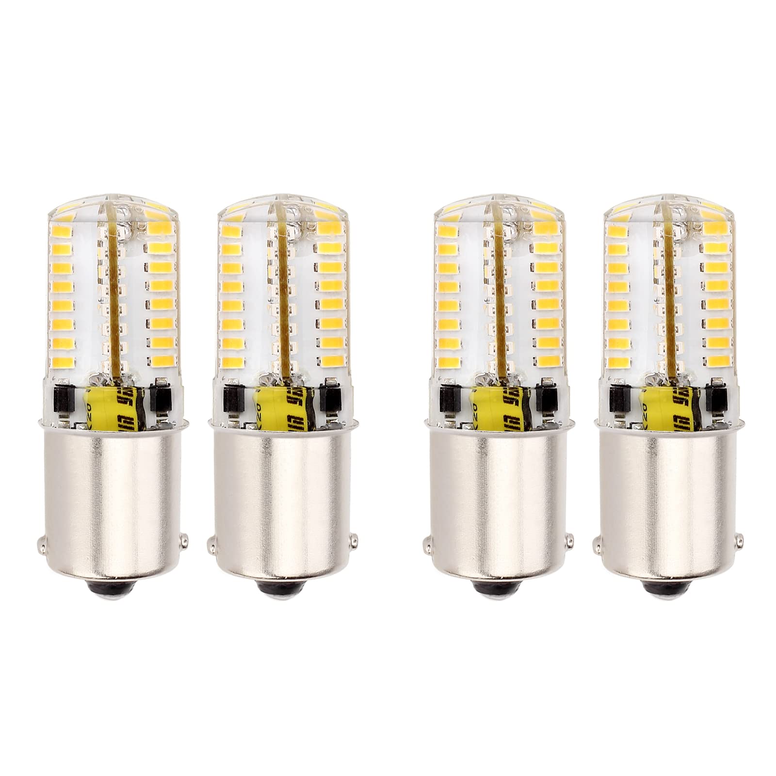 Ba15s 1156 P21w Led 12V Ac/Dc 6w Low Voltage Bulbs, 1141 S8 Single Contact Bayonet Base, 3000K Warm White, for Landscape Lighting, RV, Camper, Outdoor Path Lighting Deck Lighting. (Pack of 4)