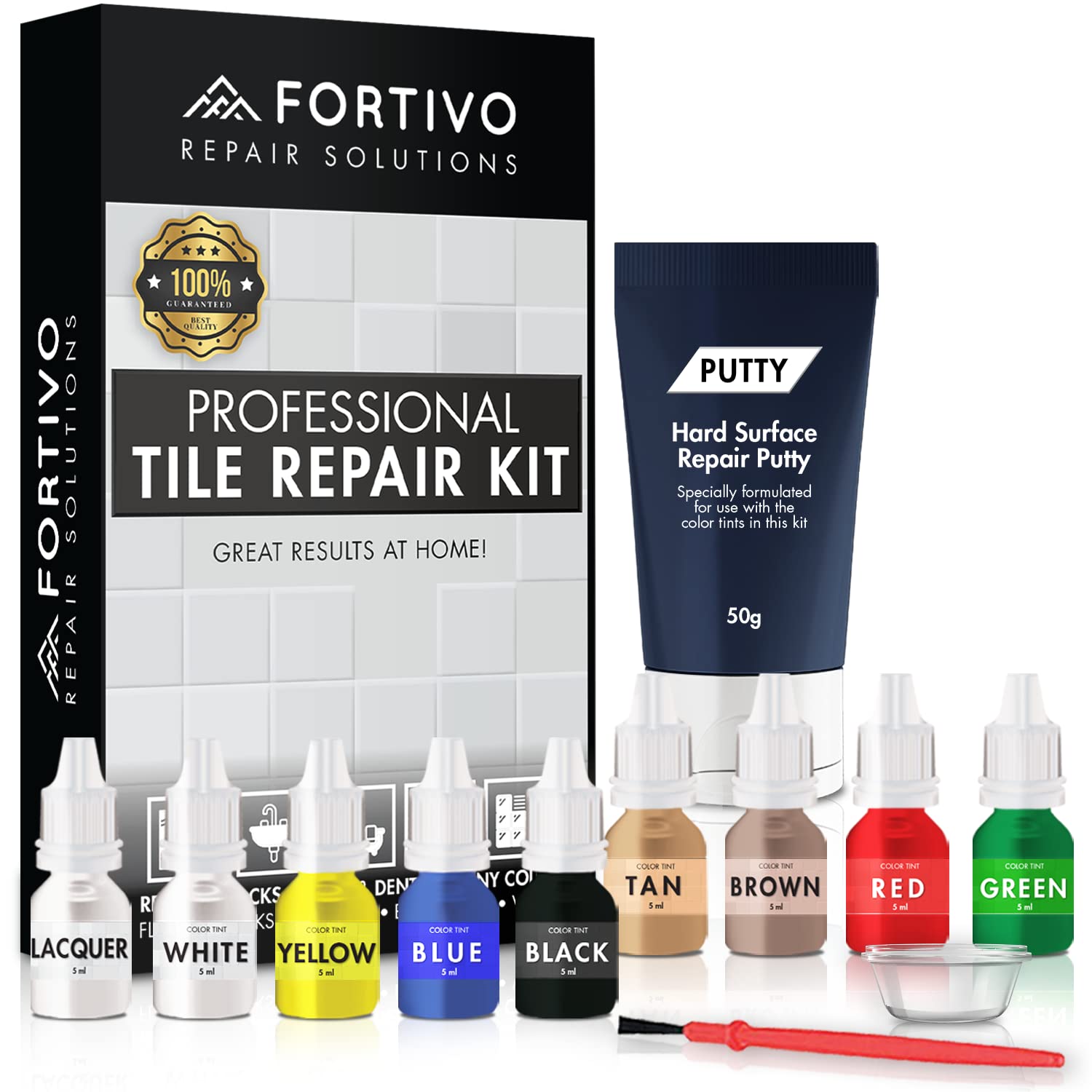 Porcelain Repair Kit - Tile Stone Repair Kit, Marble Repair kit, Tub and Tile Refinishing Kit, Crack Chip Ceramic Floor, Shower Tile Gap Filler & Bathtub Repair Kit, Granite Filler Repair