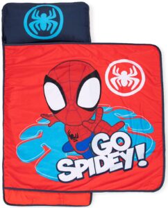 jay franco marvel spidey & his amazing friends go spidey nap mat – built-in pillow and blanket - super soft microfiber kids'/toddler/children's bedding, ages 3-7