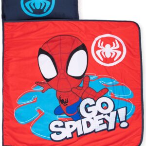 Jay Franco Marvel Spidey & His Amazing Friends Go Spidey Nap Mat – Built-in Pillow and Blanket - Super Soft Microfiber Kids'/Toddler/Children's Bedding, Ages 3-7