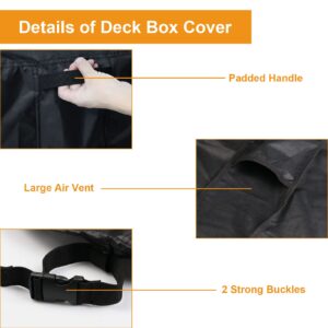 Fenghome Deck Box Cover, Outdoor Waterproof Cover for Keter XXL 230 Gallon Plastic Deck Storage Container Box, Patio Storage Box Covers Prep Table Cover, 58 x 33 x 34.5 Inch