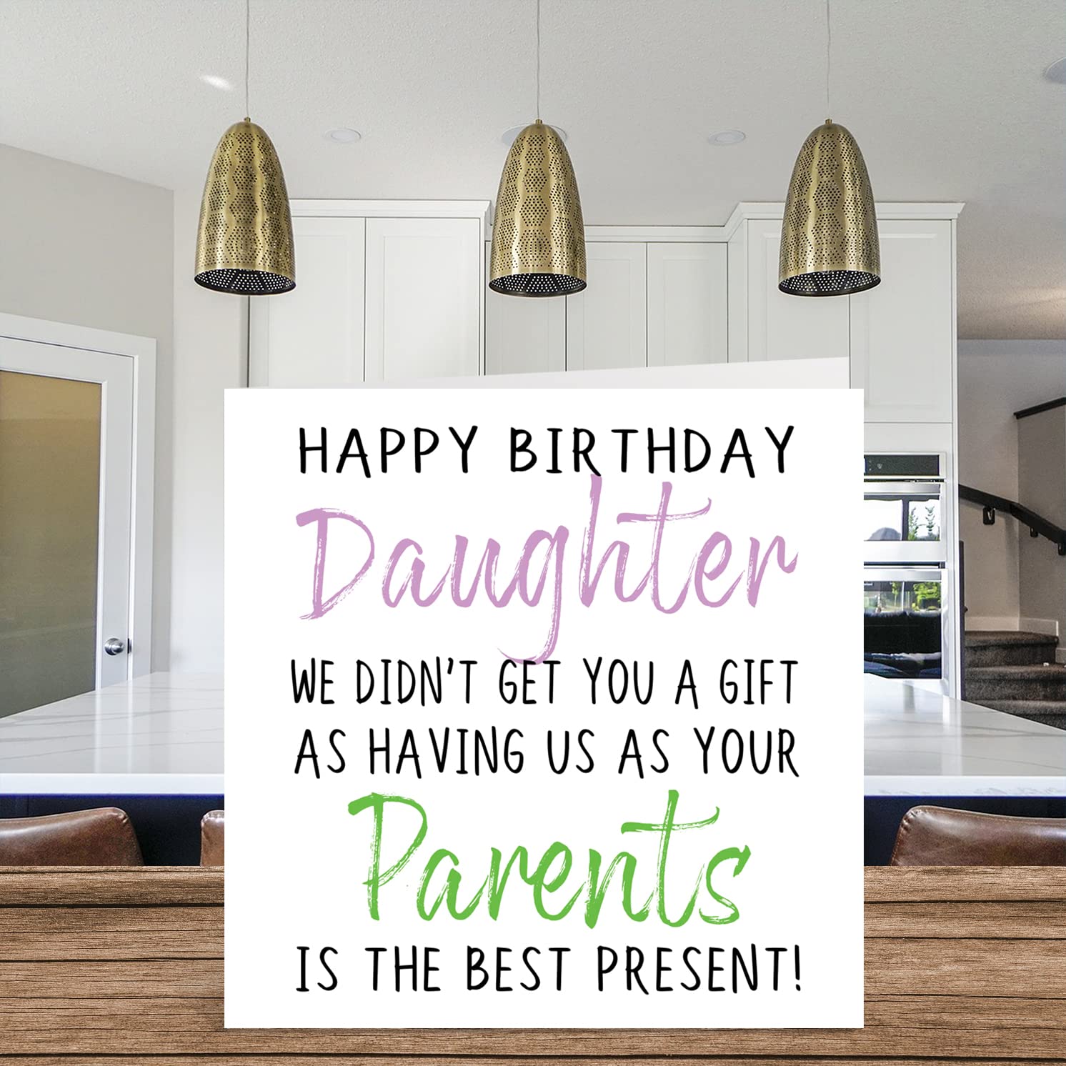 Funny Birthday Cards for Daughter From Parents - Happy Birthday Daughter No Gift - Birthday Card from Dad Papa Pops Mom, Daughter Rude Birthday Gifts, 5.7 x 5.7 Inch Joke Humor Greeting Cards for Her