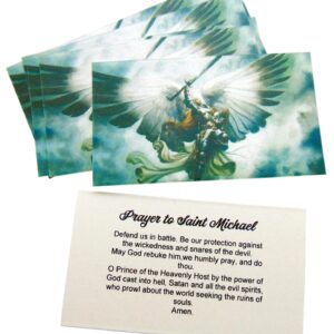 Westmon Works St Michael the Archangel Holy Card Bulk Pack with Prayer on Back Patron Saint of Police and Soldiers Made in the USA, Set of 10