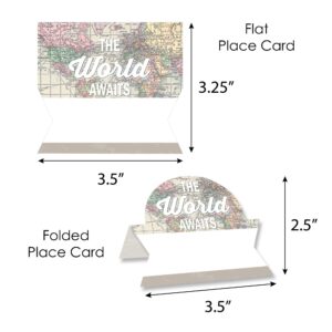 Big Dot of Happiness World Awaits - Travel Themed Party Tent Buffet Card - Table Setting Name Place Cards - Set of 24