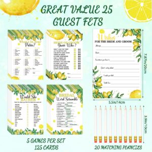 145 Pieces Lemon Bridal Shower Game Bridal Shower Favors Wedding Shower Games Set Include Wedding Games Cards and Pencils for Bride Groom Bachelorette Party Wedding Shower Party Favor