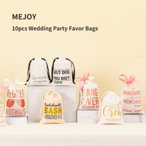 MEJOY 10 Pack Hangover Kit, 5x7 In BLACK Foil BUT DID YOU DIE Recovery Kit Bags for Bachelor Party, Bachelorette Bridal Shower Pouches With Drawstring, Wedding Favors Decor