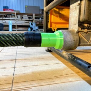 ToolCurve's hose adapter compatible with Festool 27mm hose to Dewalt, Milwaukee & Ridgid 2 1/4 Table Saws