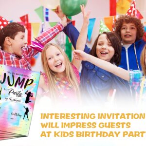 Disfuco Trampoline Jump Birthday Party Invitations - Trampoline Bounce Party Supplies - Fill in The Blank Birthday Party Invites - 20 Invitation Cards With 20 Envelopes (B1)