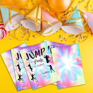 Disfuco Trampoline Jump Birthday Party Invitations - Trampoline Bounce Party Supplies - Fill in The Blank Birthday Party Invites - 20 Invitation Cards With 20 Envelopes (B1)