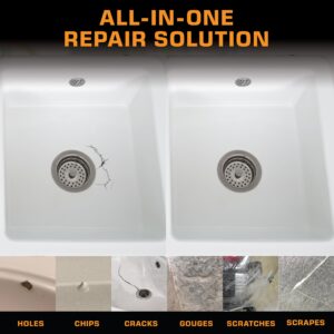 Porcelain Repair Kit - Tile Stone Repair Kit, Marble Repair kit, Tub and Tile Refinishing Kit, Crack Chip Ceramic Floor, Shower Tile Gap Filler & Bathtub Repair Kit, Granite Filler Repair