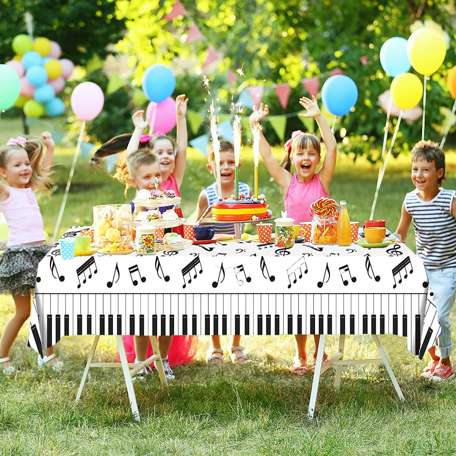 Musical Notes Party Supplies and Decorations,Include Musical Social Media Plates,Napkins,Music Notes Tablecloth,for Kids Music Theme Birthday Party Bridal Wedding Baby Shower Decor(16 Guests )