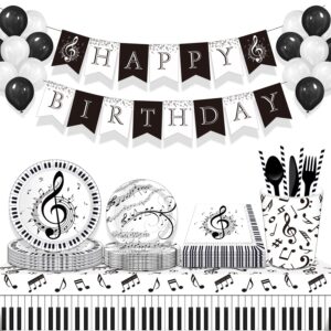 Musical Notes Party Supplies and Decorations,Include Musical Social Media Plates,Napkins,Music Notes Tablecloth,for Kids Music Theme Birthday Party Bridal Wedding Baby Shower Decor(16 Guests )