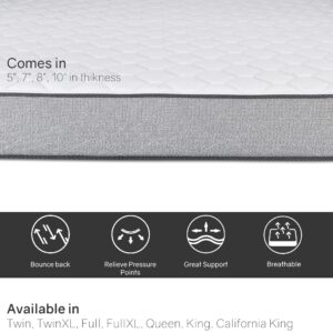 Treaton, Foam Mattress 5-Inch Medium Firm Tight top High Density Foam Mattress, Full XL, Gray