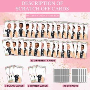 Eyouyeqi Bridal Shower Games - Who Has The Groom Scratch Off Celebrity Cards - Elegant Floral Bachelorette Party Game Favor Decor- Wedding/Engagement Party Ideas Activities - 36 Mini Size Cards(05)