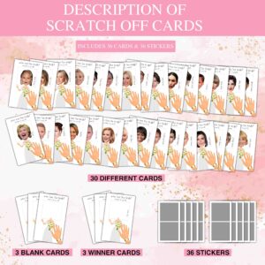 Bridal Shower Games - Who Has The Bride Scratch Off Celebrity Cards - Bachelorette Party Game Favor Decor- Wedding Party/Engagement Party Idea Activity - 36 Mini Size Cards(02)