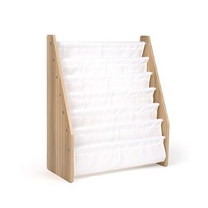 humble crew, white/natural wood super size 6 tier kids book rack