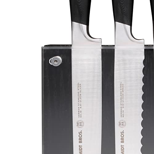 Schmidt Brothers - Black Midtown Magnetic Knife Block, Universal Cutlery Storage For 8-10, Acacia Hardwood and Acrylic Shield