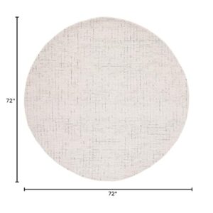 SAFAVIEH Abstract Collection Area Rug - 6' Round, Ivory & Light Grey, Handmade Wool, Ideal for High Traffic Areas in Living Room, Bedroom (ABT468K)