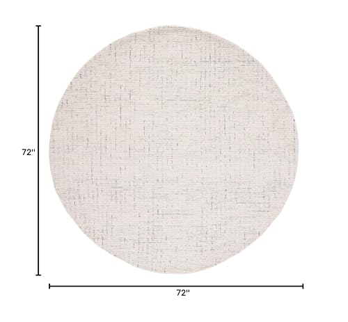 SAFAVIEH Abstract Collection Area Rug - 6' Round, Ivory & Light Grey, Handmade Wool, Ideal for High Traffic Areas in Living Room, Bedroom (ABT468K)