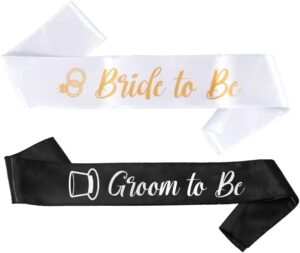 bride to be & groom to be sash set - bachelorette party supplies engagement party favors | bridal shower sashes bachelor decorations just married gift engaged decor accessories wedding gifts