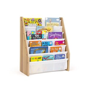 Humble Crew, White/Natural Wood Super Size 6 Tier Kids Book Rack