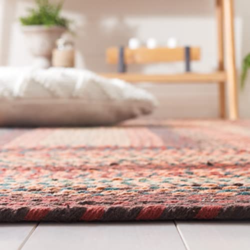 SAFAVIEH Braided Collection 6' Square Brown/Rust BRD651Z Flatweave Reversible Cotton Living Room Dining Bedroom Area Rug