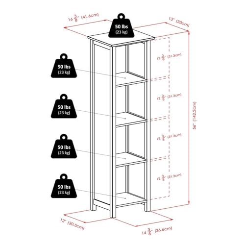 Winsome Wood Milan 5-Pc Storage Shelf with 4 Foldable Woven Baskets - Walnut