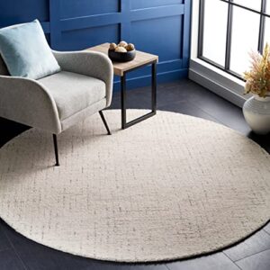 safavieh abstract collection area rug - 6' round, ivory & light grey, handmade wool, ideal for high traffic areas in living room, bedroom (abt468k)