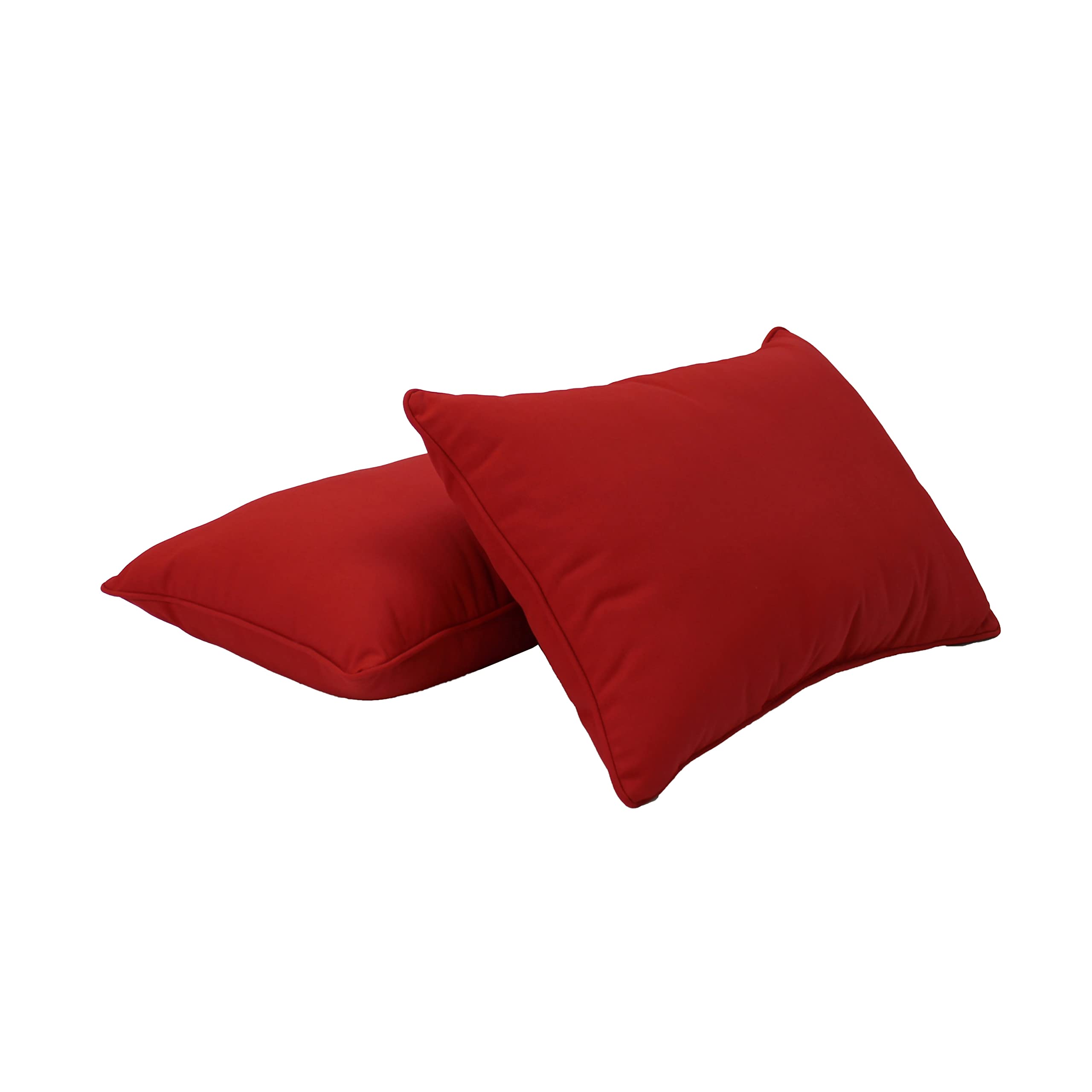 Factory Direct Partners 13812-RD Presidio Pillows 12x20" Solid Lumbar Pillow Set with Piping; Decorative Throw for Indoor/Outdoor Furniture; UV, Fade, Weather-Resistant Olefin Fabric (2-Pack) - Red