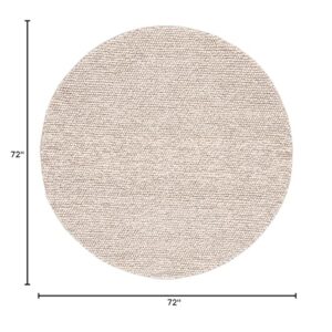 SAFAVIEH Natura Collection 6' Round Beige NAT620B Handmade Wool Entryway Foyer Living Room Bedroom Area Rug