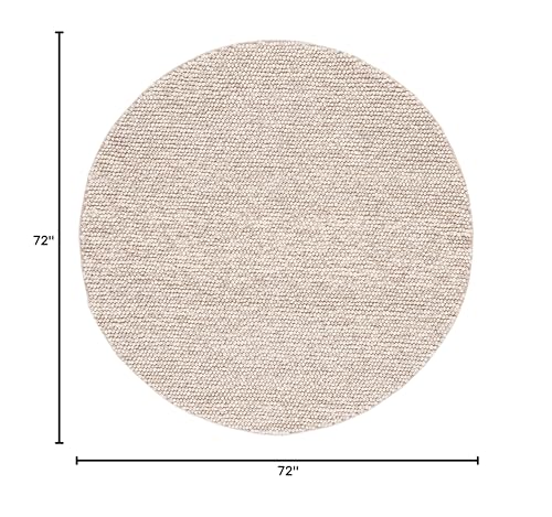 SAFAVIEH Natura Collection 6' Round Beige NAT620B Handmade Wool Entryway Foyer Living Room Bedroom Area Rug