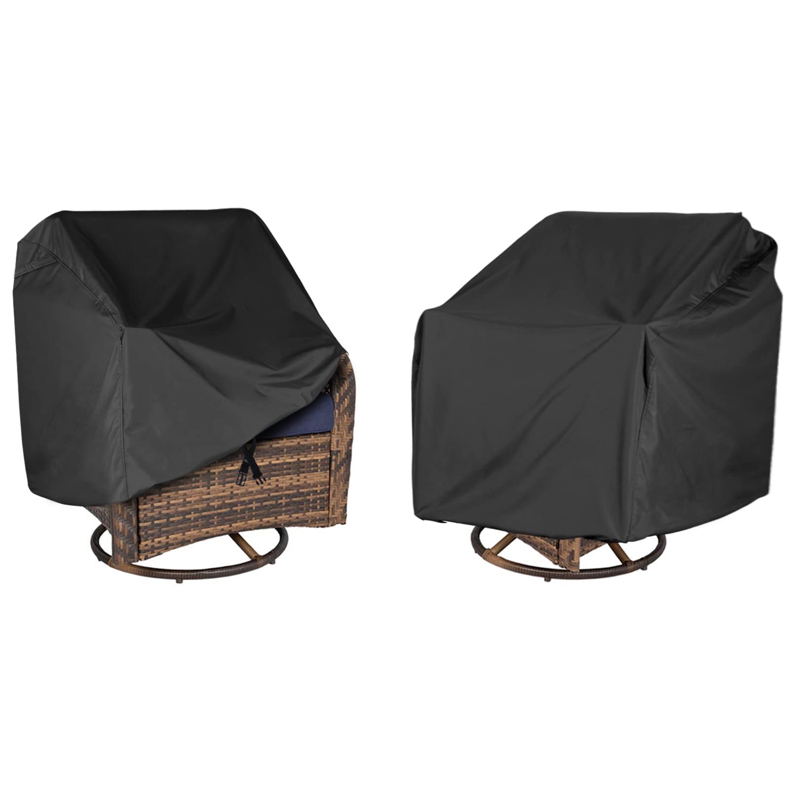 ANANMEI Outdoor Swivel Lounge Chair Cover 2 Pack, (37.5 L x 39.25 W x 38.5 H inches) 100%Waterproof Heavy Duty Outdoor Chair Covers, Patio Furniture Cover for Swivel Patio Lounge Chair(Black)