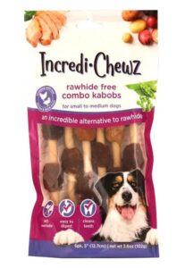 pet factory incredichewz rawhide-free 5" kabobs dog chew treats w/ real chicken & duck meat wrap - 6 count/1 pack