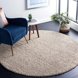 safavieh natura collection 6' round beige nat620b handmade wool entryway foyer living room bedroom area rug