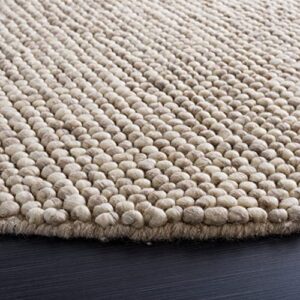 SAFAVIEH Natura Collection 6' Round Beige NAT620B Handmade Wool Entryway Foyer Living Room Bedroom Area Rug