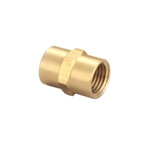 T TANYA HARDWARE Brass Coupling 1/4 Inch NPT Female x 1/4 Inch NPT Female Hex Head Pipe Fitting (Pack of 2), Compressor connector fnpt to fnpt, Air Hose Adapter Brass Fittings