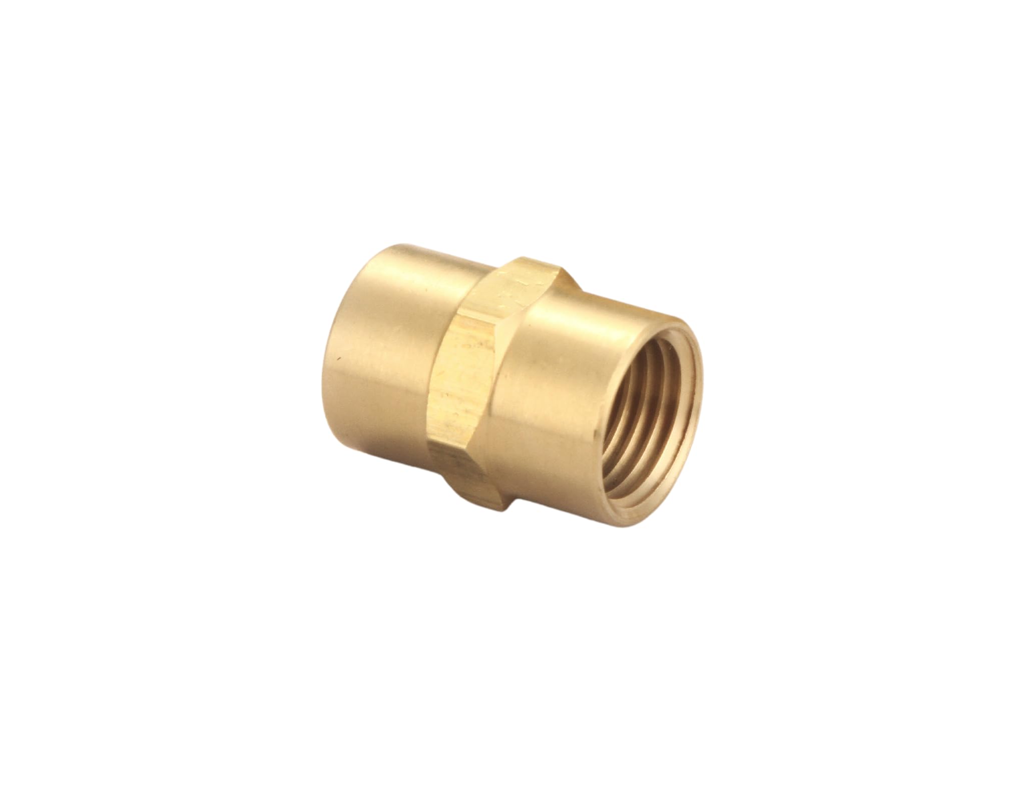 T TANYA HARDWARE Brass Coupling 1/4 Inch NPT Female x 1/4 Inch NPT Female Hex Head Pipe Fitting (Pack of 2), Compressor connector fnpt to fnpt, Air Hose Adapter Brass Fittings