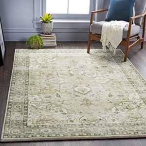 mark&day area rugs, 8x10 heiereind traditional cream area rug, cream green grey carpet for living room, bedroom or kitchen (7'6" x 9'6")