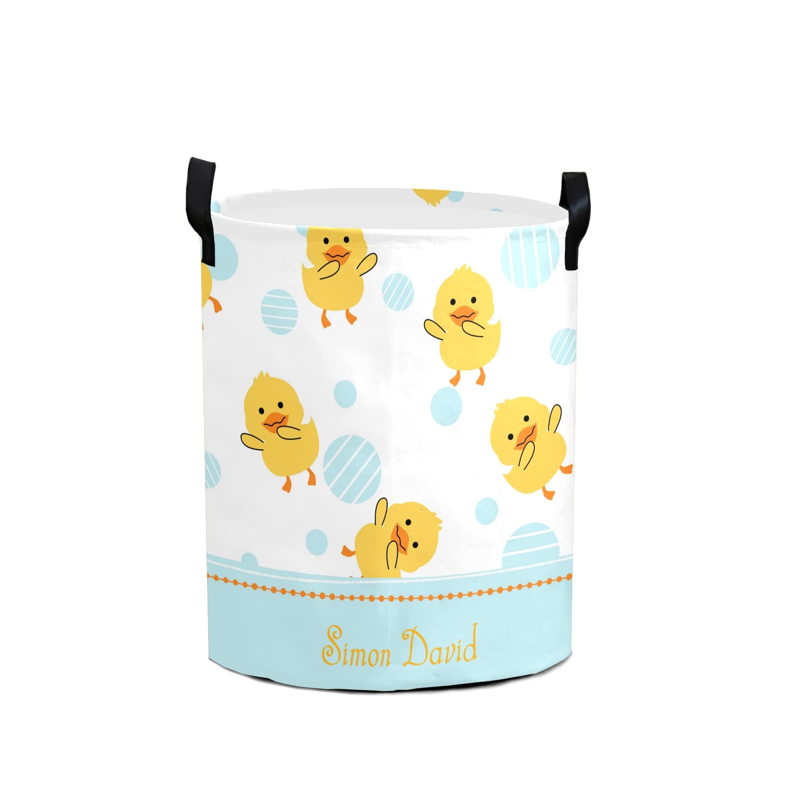 Rubber Duck Swimming Personalized Custom Laundry Basket Clothes Round Storage Handle Waterproof, Custom Foldable Large Capacity and Lightweight, For Bedroom Bathroom Decoration