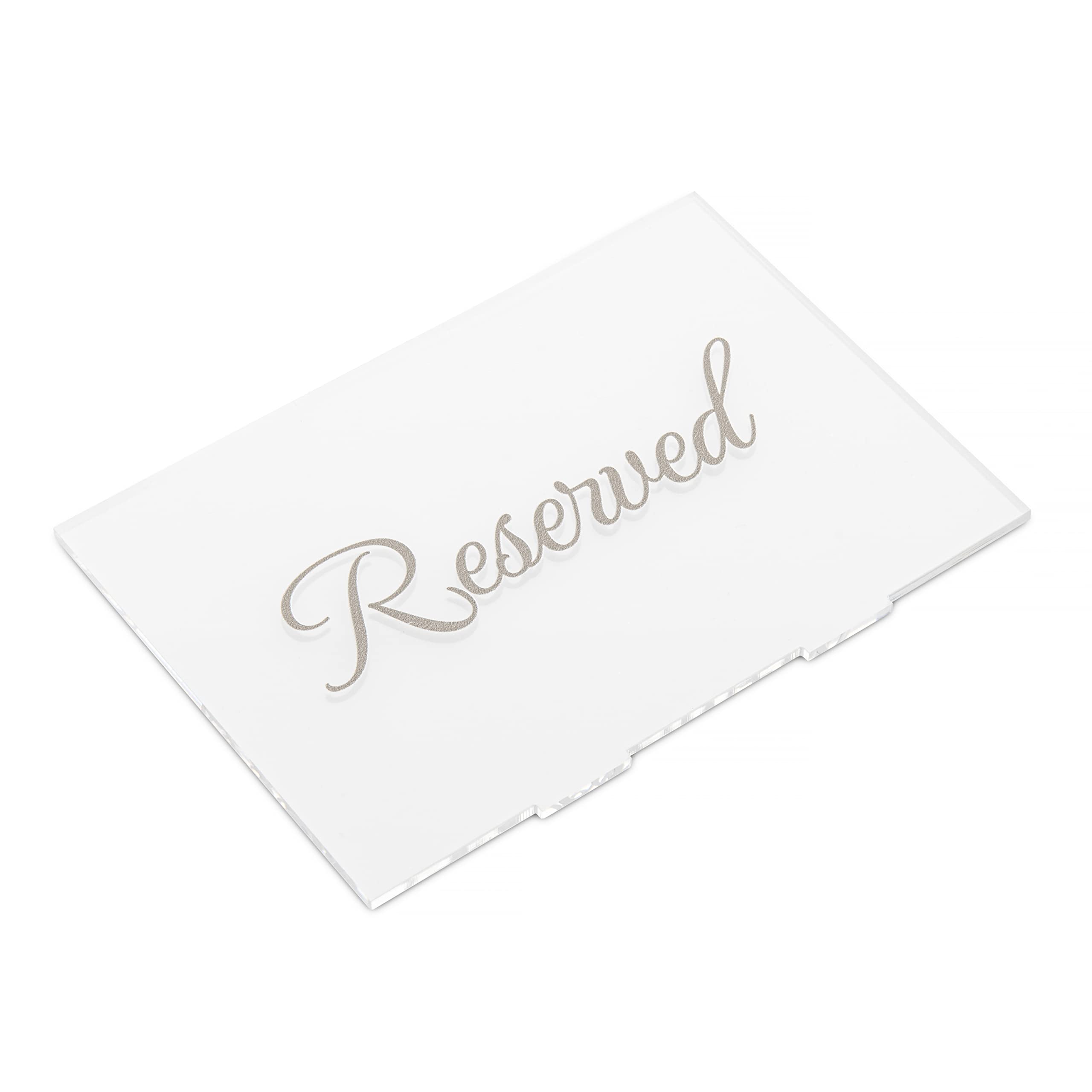 Yilio Dawn Reserved Signs - 4 Pack Clear Acrylic Table Signs - For Weddings, Dinner Parties and Events