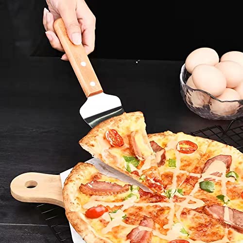 10 Packs Pizza Server Spatula Pie Servers Spatula With Wooden Handle Shovel Stainless Suitable For And Easy to Grip Pizza Spatula Pie Knife Cake Servers