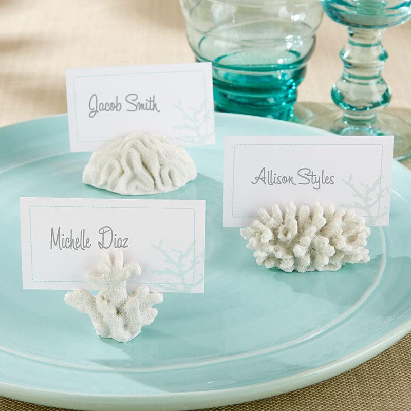 Kate Aspen 12PCS Seven Seas Coral Place Card/Photo Holder, Place Cards Included, Wedding, Bridal Shower, Anniversary and Beach Party Decorations