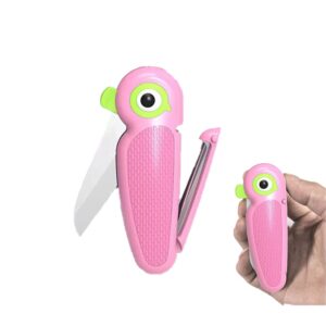 s.roke ttan portable ceramic paring knife - 2.5 inches sharp blade, paring knives, fruit and vegetable knife. folding knife, cutter peeler 2 in 1, mini cute fruit knife for travel, camping (pink)