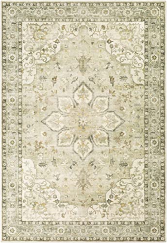 Mark&Day Area Rugs, 8x10 Heiereind Traditional Cream Area Rug, Cream Green Grey Carpet for Living Room, Bedroom or Kitchen (7'6" x 9'6")