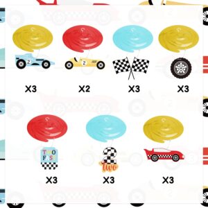 K KUMEED Race Car Two Fast Party Hanging Swirls Checkered Flags Racing Birthday Party Foil Ceiling Decorations for Kids Boys Men Racing Theme 2nd Birthday Party