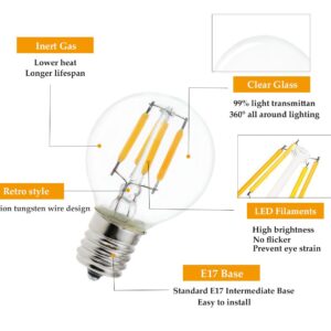 2-Pack E17 Mini Globe Bulb S11 LED Light Bulb,E17 Intermediate Base 4W Warm White 2700K,40 Watt S11 G40 Incandescent Bulb Replacement for Desk Lamp,Cabinet,Closet, Non-Dimmable